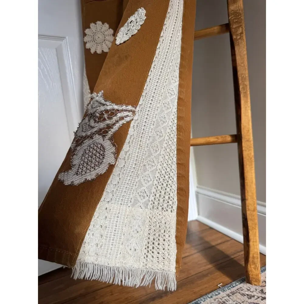 Up-cycles by Ckay | Hand Sewn Lace & Crochet Patchwork Flare Overalls - Picture 8 of 8